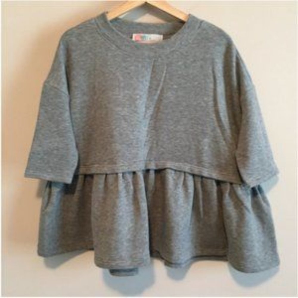 Free People Peplum Sweatshirt With Quarter Sleeves